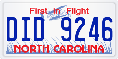 NC license plate DID9246