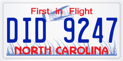 NC license plate DID9247