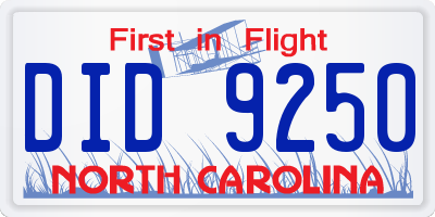 NC license plate DID9250