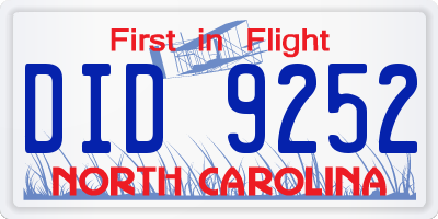 NC license plate DID9252