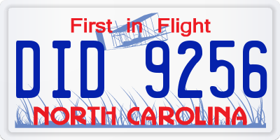 NC license plate DID9256