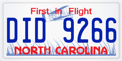 NC license plate DID9266