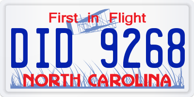 NC license plate DID9268