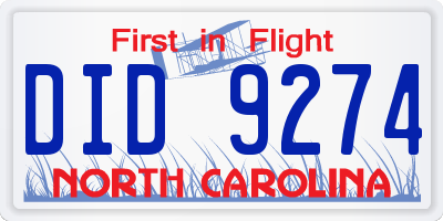 NC license plate DID9274