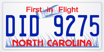 NC license plate DID9275