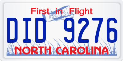 NC license plate DID9276