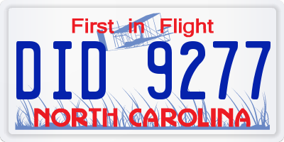 NC license plate DID9277