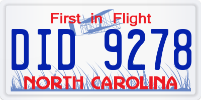 NC license plate DID9278