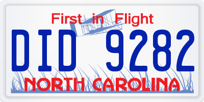 NC license plate DID9282