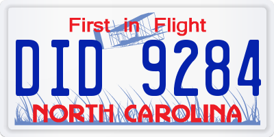 NC license plate DID9284