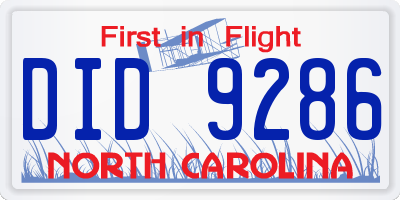 NC license plate DID9286