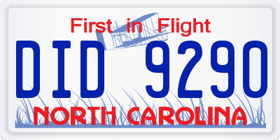 NC license plate DID9290