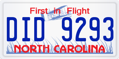 NC license plate DID9293