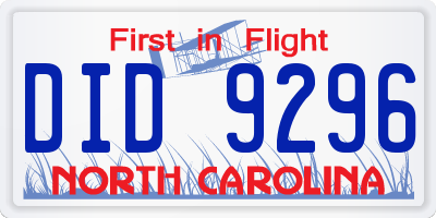 NC license plate DID9296