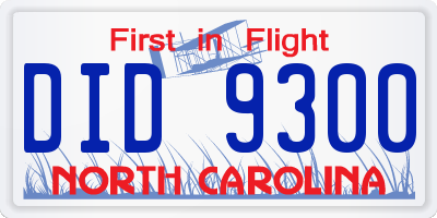 NC license plate DID9300