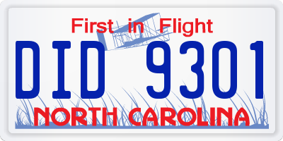 NC license plate DID9301