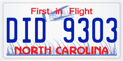 NC license plate DID9303