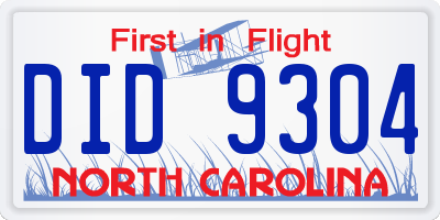 NC license plate DID9304