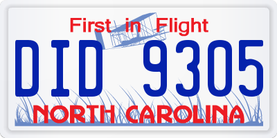 NC license plate DID9305