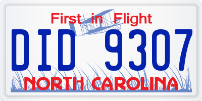 NC license plate DID9307