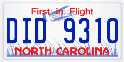 NC license plate DID9310