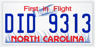 NC license plate DID9313