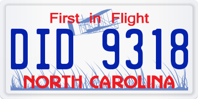 NC license plate DID9318