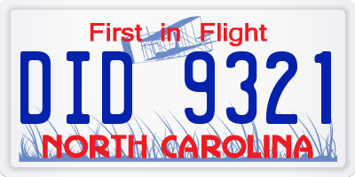 NC license plate DID9321