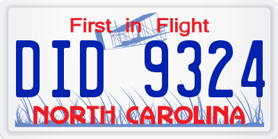 NC license plate DID9324