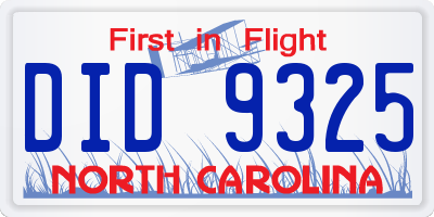 NC license plate DID9325