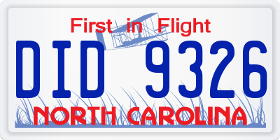 NC license plate DID9326