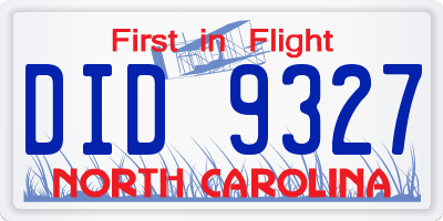 NC license plate DID9327