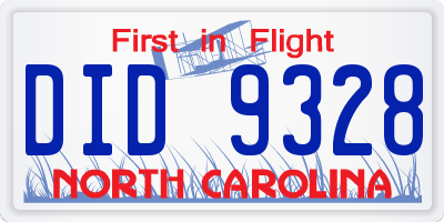 NC license plate DID9328