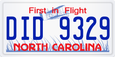 NC license plate DID9329