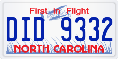 NC license plate DID9332