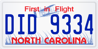 NC license plate DID9334