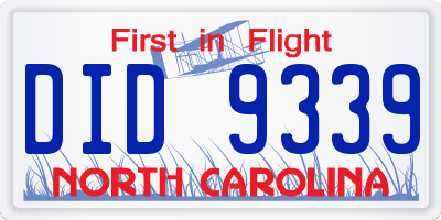 NC license plate DID9339