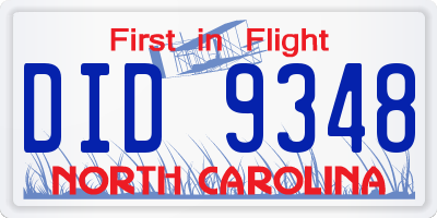 NC license plate DID9348