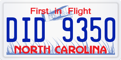 NC license plate DID9350