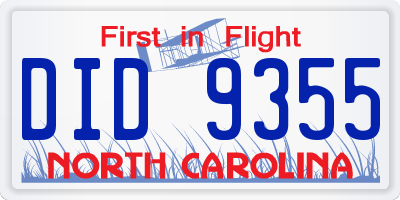 NC license plate DID9355