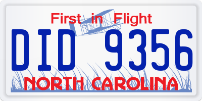 NC license plate DID9356