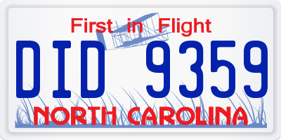 NC license plate DID9359
