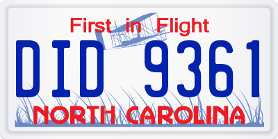 NC license plate DID9361