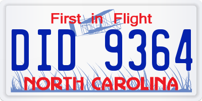NC license plate DID9364