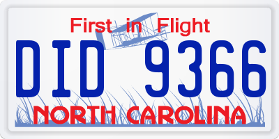 NC license plate DID9366