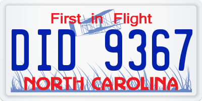 NC license plate DID9367