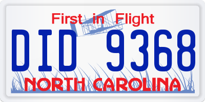NC license plate DID9368
