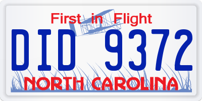 NC license plate DID9372