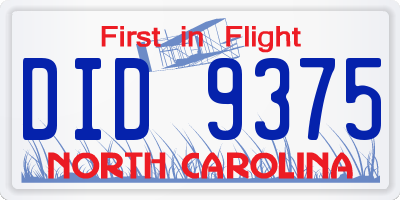 NC license plate DID9375