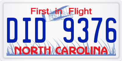 NC license plate DID9376